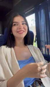 Brunette Showing boobs Bus by RinaDakota