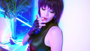 Cosplay Masturbating Sucking dick by virtual lady