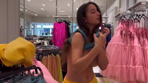 Dressing Brunette Busty by sweet buttocks