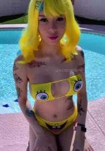 Funny Showing tits Swimming pool by korpsekitten