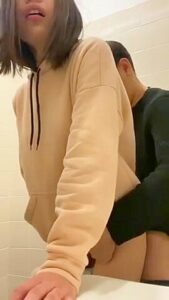 Asian Couple Fucks In The College Toilet