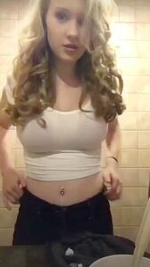 Blonde Teen Bouncing Her Titties In A Tight Top