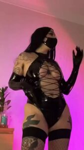 Latex Brunette Natural tits by devillishgoddess
